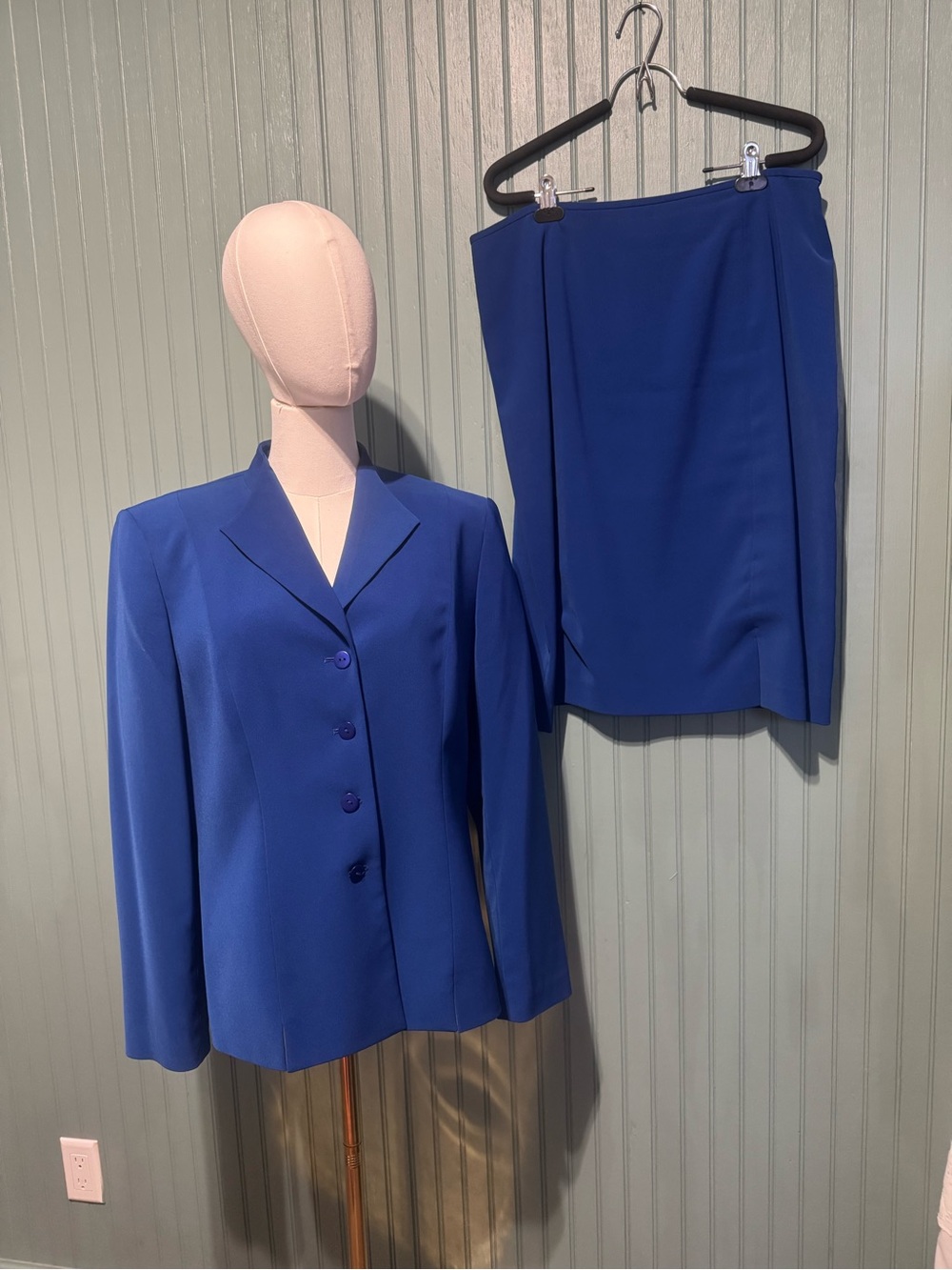 Le Suit Cobalt Blue Blazer & Skirt Set